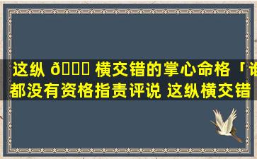 这纵 🐝 横交错的掌心命格「谁都没有资格指责评说 这纵横交错的掌 🐞 心命格」